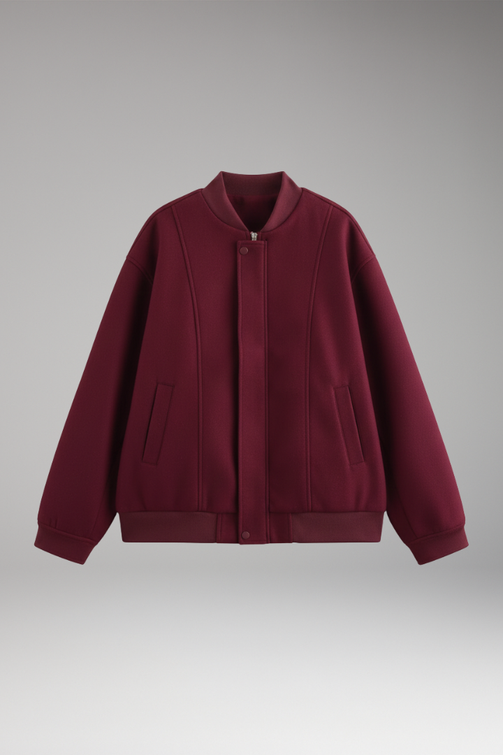 Women's Bomber Jacket Snap Closure Ribbed Trim - Vonnera