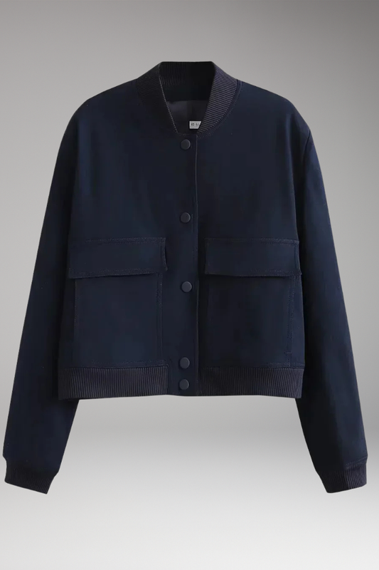 Women's Velvet Bomber Jacket Zipper Pockets - Vonnera