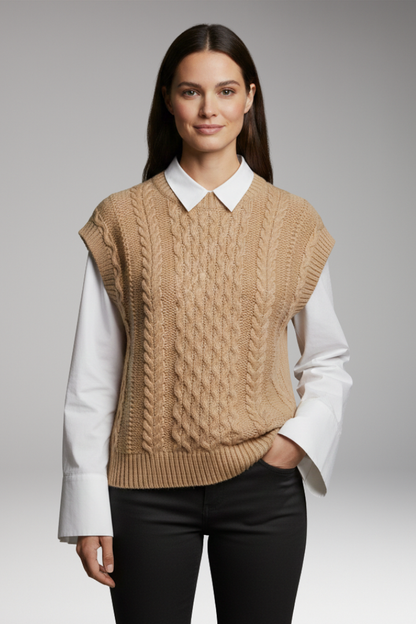 Women's Round Neck Textured Vest