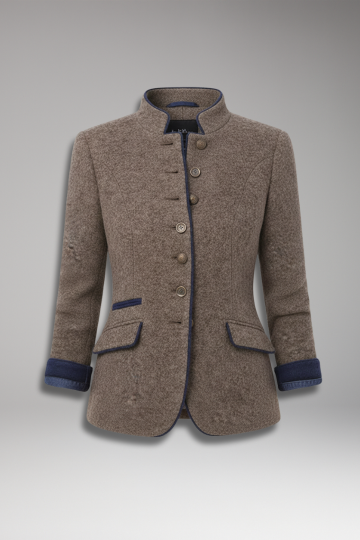 Women's Vintage Blazer Stand Up Collar Jacket - Vonnera