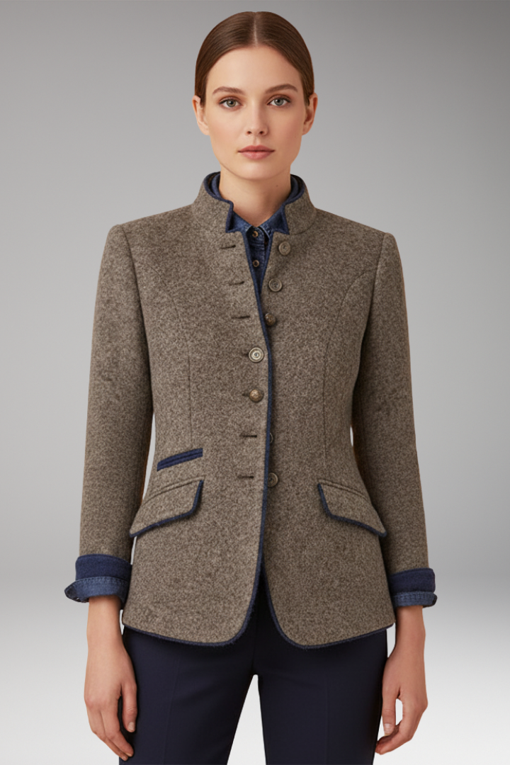 Women's Vintage Blazer Stand Up Collar Jacket