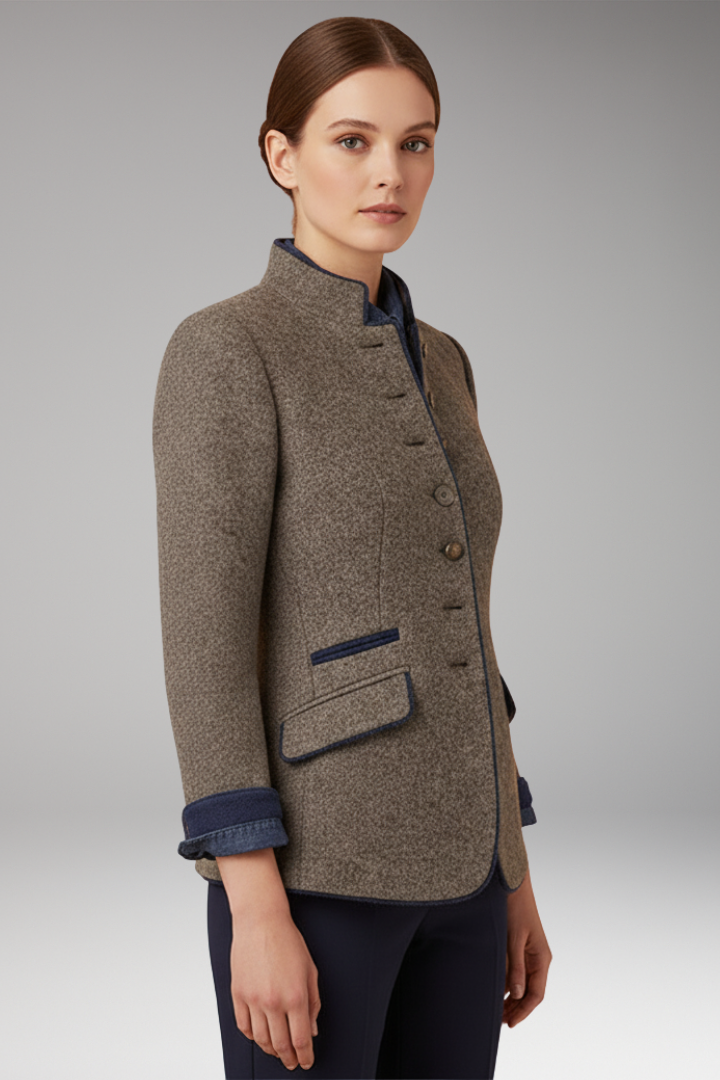 Women's Vintage Blazer Stand Up Collar Jacket