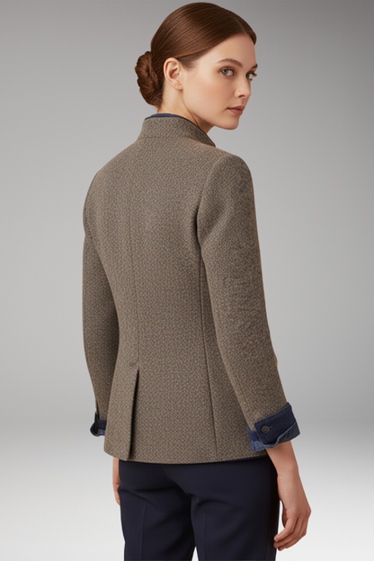 Women's Vintage Blazer Stand Up Collar Jacket