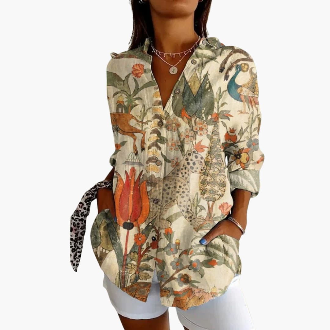 Women's Long Sleeve Woven Blouse