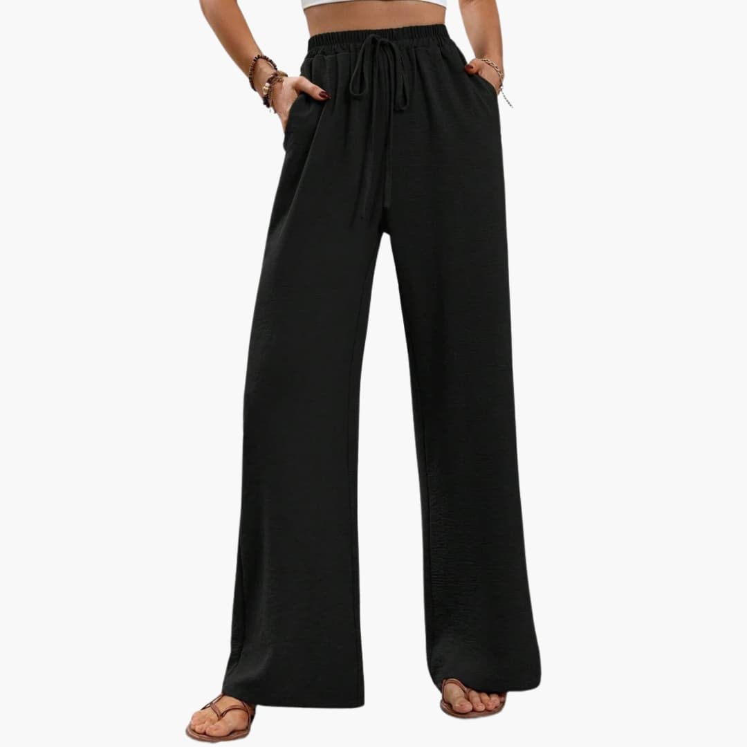 Women's Palazzo Pants Stretchy Wide Leg Black