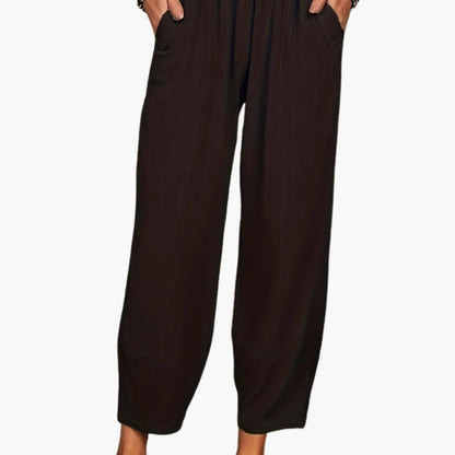 Women's Palazzo Pants Elastic Waist Wide Leg Black