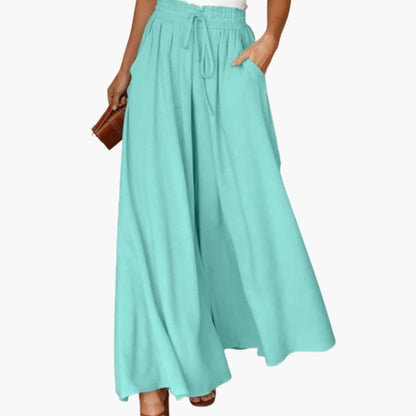 Women's Wide Leg Pants Drawstring Side Pockets
