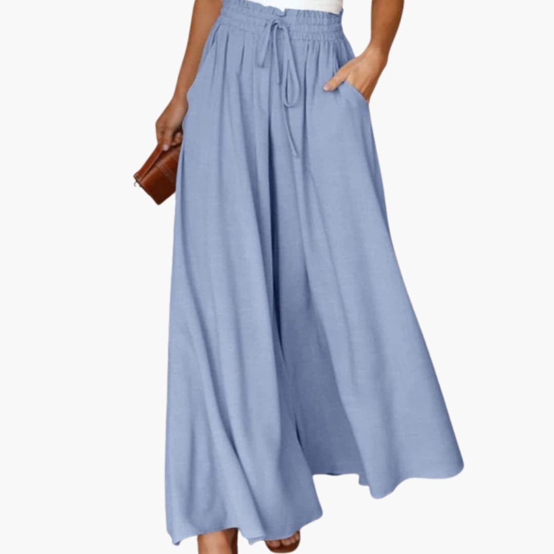 Women's Wide Leg Pants Drawstring Side Pockets - Vonnera