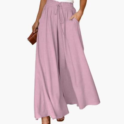 Women's Wide Leg Pants Drawstring Side Pockets