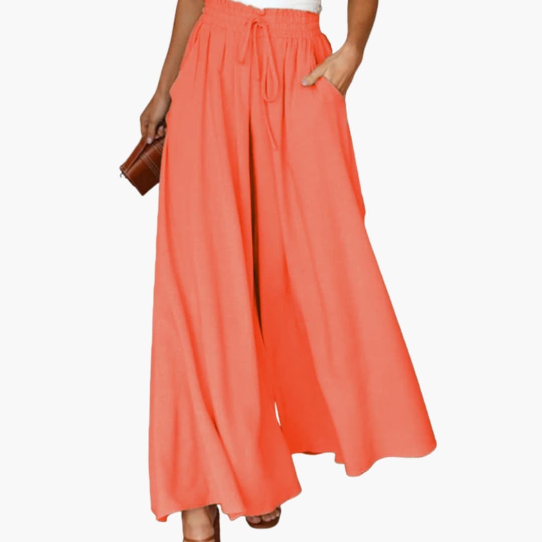 Women's Wide Leg Pants Drawstring Side Pockets