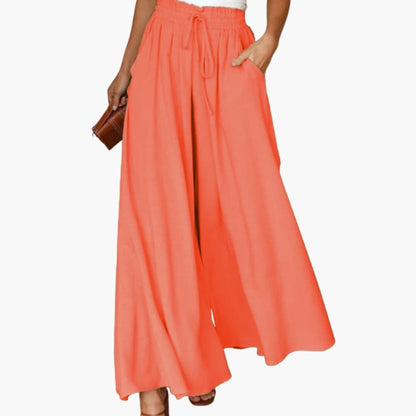 Women's Wide Leg Pants Drawstring Side Pockets