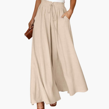 Women's Wide Leg Pants Drawstring Side Pockets
