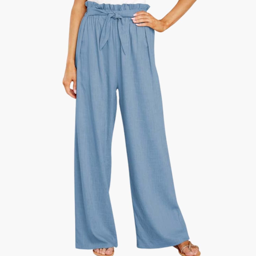 Women's Elastic Waist Pants with Tie Belt - Vonnera