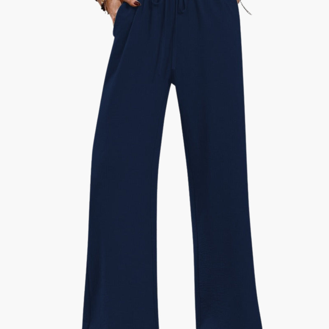 Women's Wide Leg Pants Elastic Waist Side Pockets