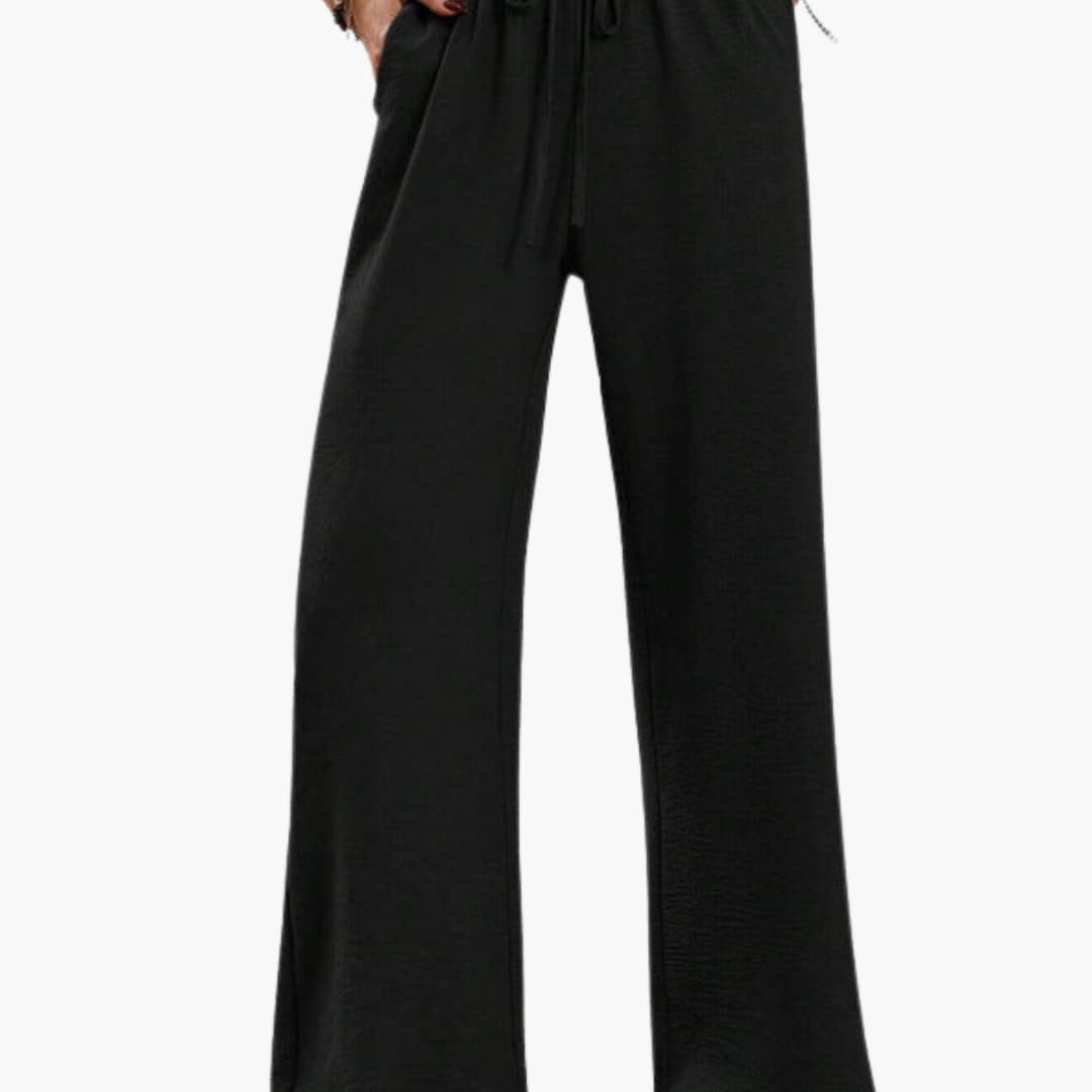 Women's Wide Leg Pants Elastic Waist Side Pockets