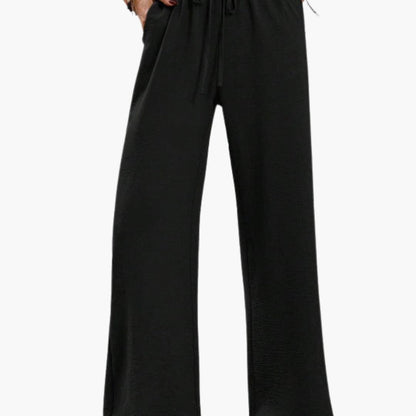 Women's Wide Leg Pants Elastic Waist Side Pockets