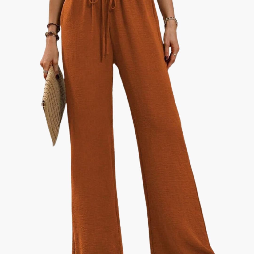 Women's Wide Leg Pants Elastic Waist Side Pockets