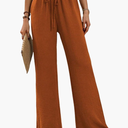 Women's Wide Leg Pants Elastic Waist Side Pockets