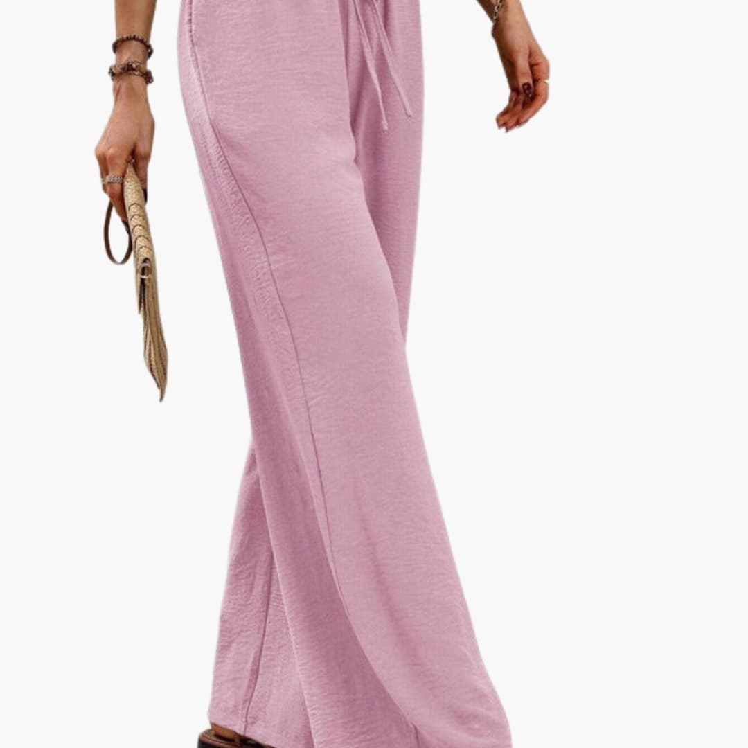 Women's Wide Leg Pants Elastic Waist Side Pockets