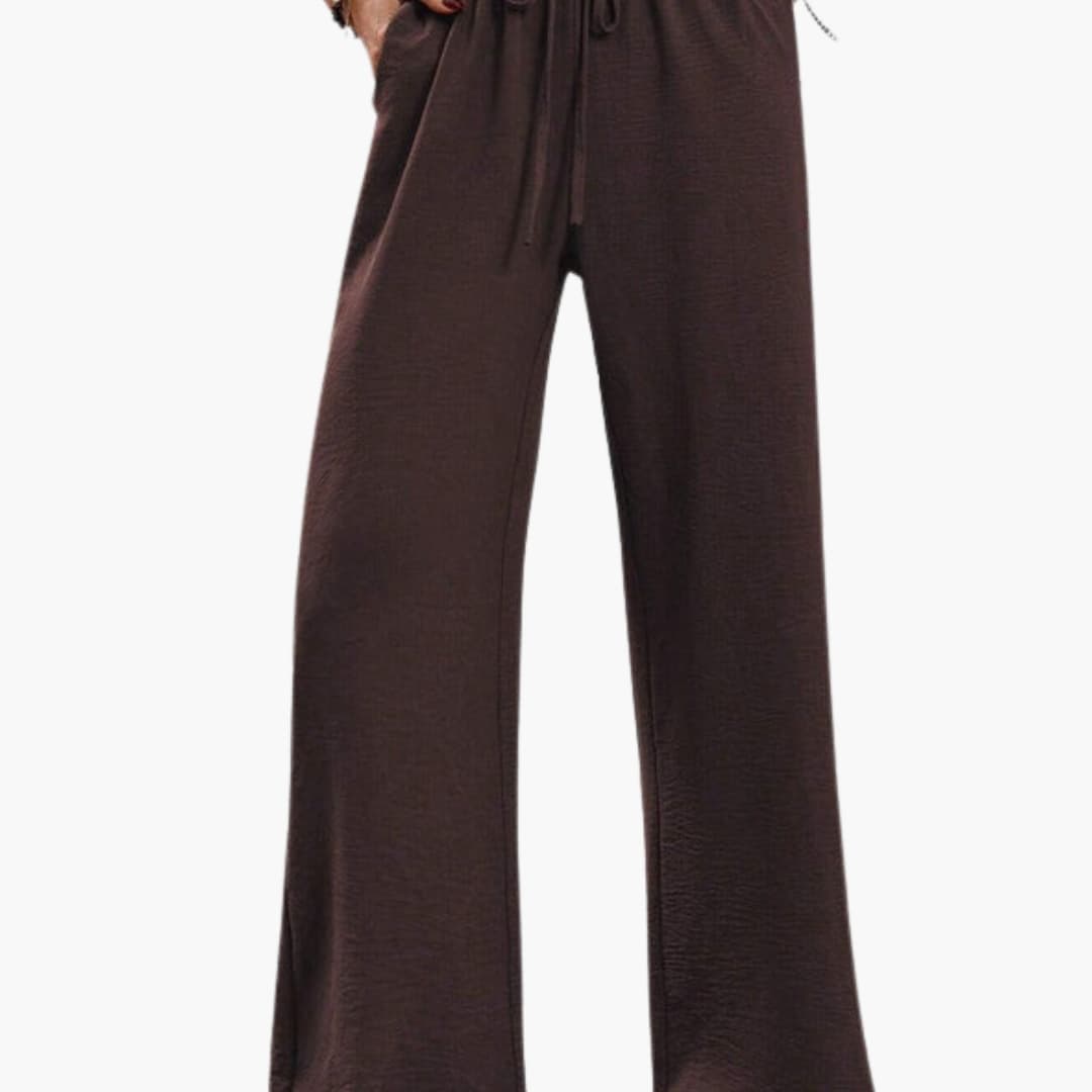 Women's Wide Leg Pants Elastic Waist Side Pockets
