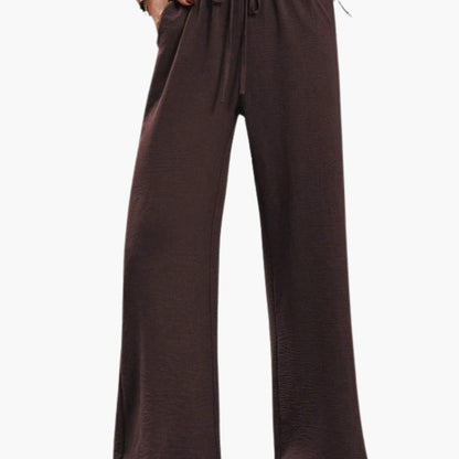 Women's Wide Leg Pants Elastic Waist Side Pockets