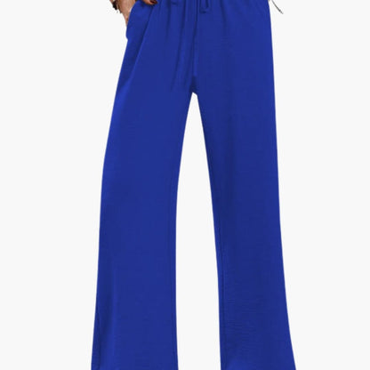 Women's Wide Leg Pants Elastic Waist Side Pockets - Vonnera