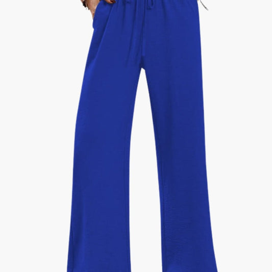 Women's Wide Leg Pants Elastic Waist Side Pockets - Vonnera
