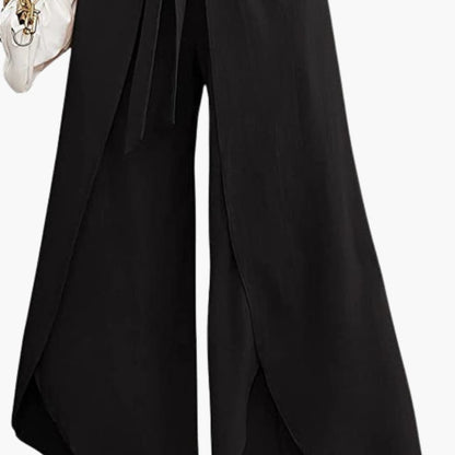 Women's Wide Leg Summer Pants Tie Belt