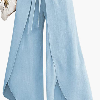 Women's Wide Leg Summer Pants Tie Belt