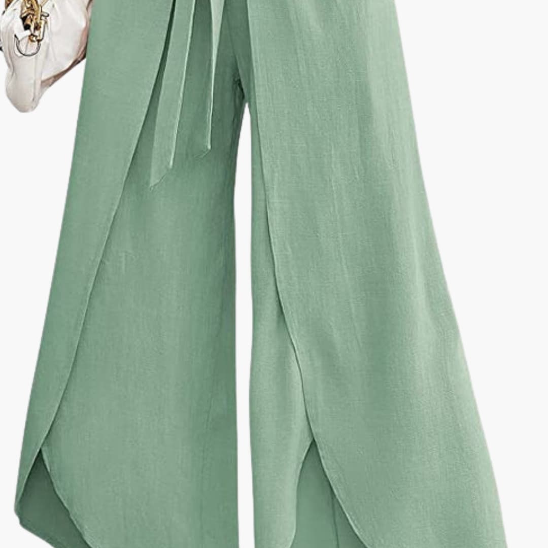 Women's Wide Leg Summer Pants Tie Belt