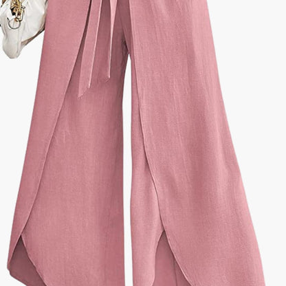 Women's Wide Leg Summer Pants Tie Belt