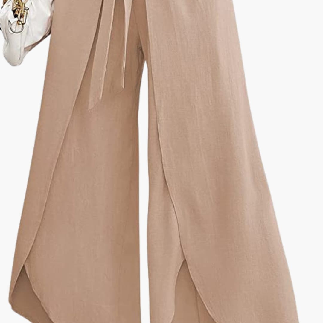 Women's Wide Leg Summer Pants Tie Belt
