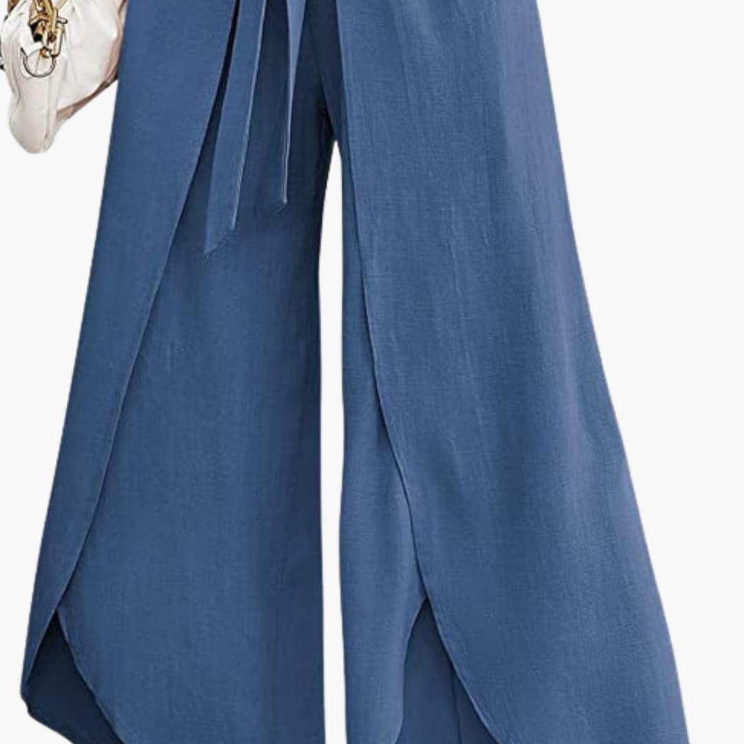 Women's Wide Leg Summer Pants Tie Belt - Vonnera