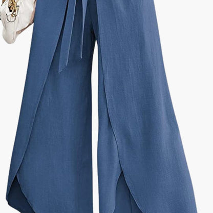 Women's Wide Leg Summer Pants Tie Belt - Vonnera