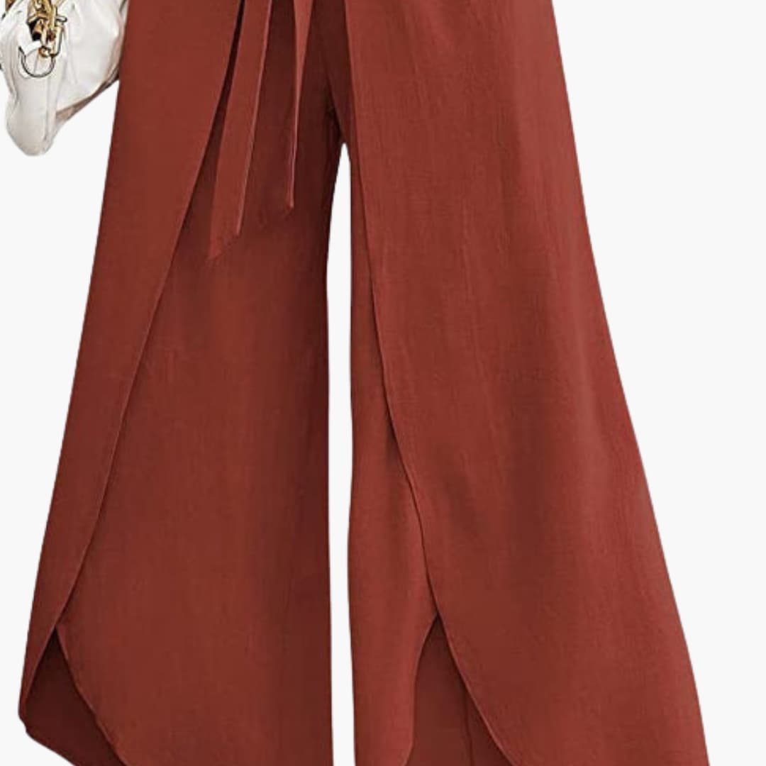 Women's Wide Leg Summer Pants Tie Belt