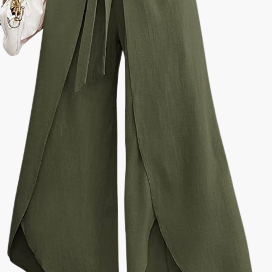 Women's Wide Leg Summer Pants Tie Belt