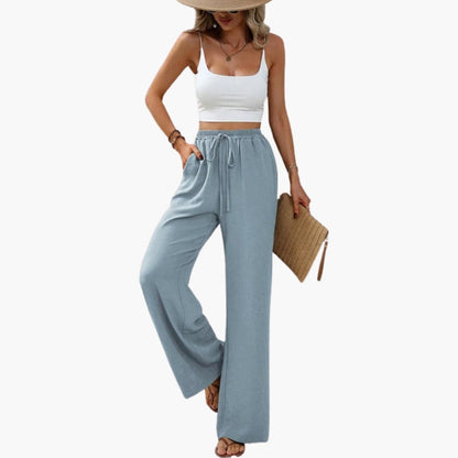 Women's Wide Leg Pants Elastic Waist Full-Length Trousers
