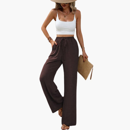 Women's Wide Leg Pants Elastic Waist Full-Length Trousers
