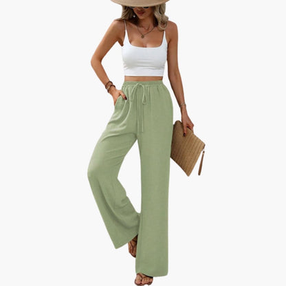Women's Wide Leg Pants Elastic Waist Full-Length Trousers
