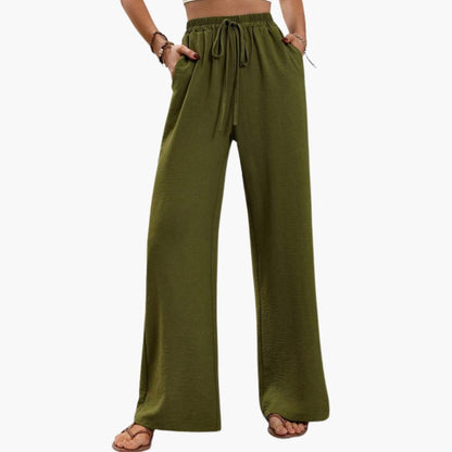 Women's Wide Leg Pants Elastic Waist Full-Length Trousers