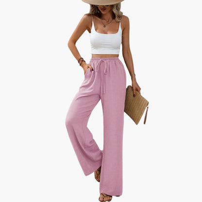 Women's Wide Leg Pants Elastic Waist Full-Length Trousers