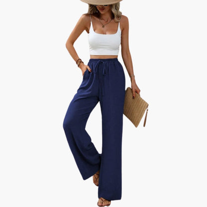 Women's Wide Leg Pants Elastic Waist Full-Length Trousers