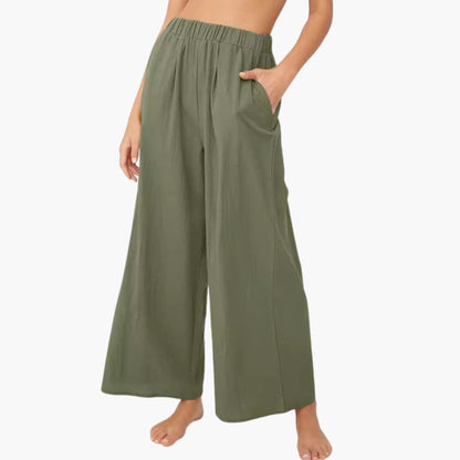 Women's Wide Leg Palazzo Pants Elastic Waist Black - Vonnera