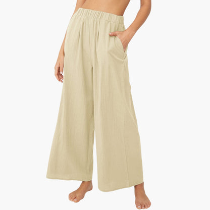 Women's Wide Leg Palazzo Pants Elastic Waist Black