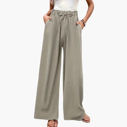 Women's Wide Leg Palazzo Pants Elastic Waist Side Pockets