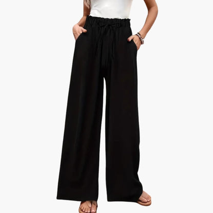 Women's Wide Leg Palazzo Pants Elastic Waist Side Pockets