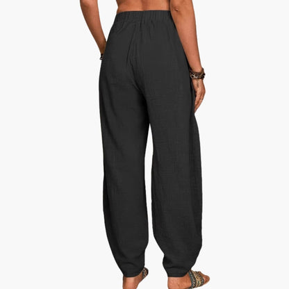 Women's Wide Leg Palazzo Pants Stretchy Waist Black