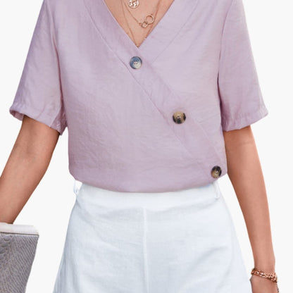 Women's Short Sleeve Wrap Blouse - Vonnera