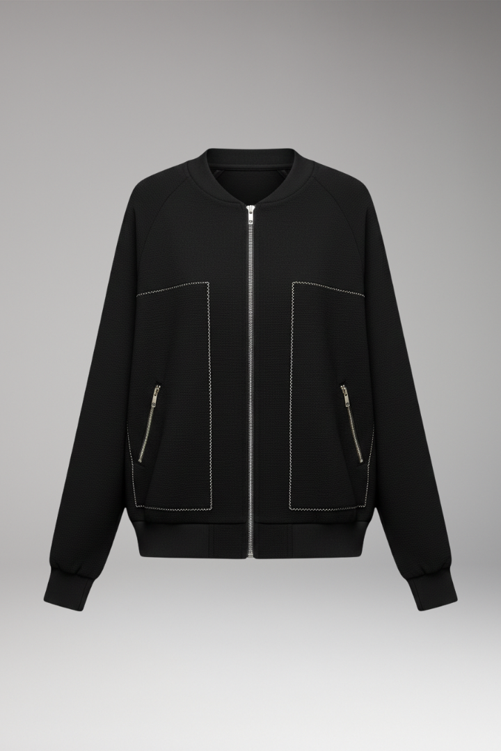 Women's Bomber Jacket Zip-Up Side Pockets - Vonnera