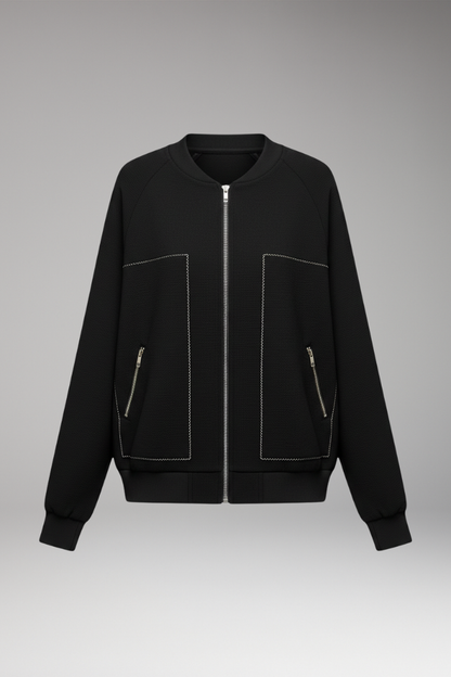 Women's Bomber Jacket Zip-Up Side Pockets - Vonnera